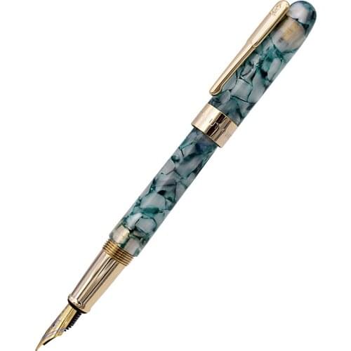Montagut Celluloid Mini Fountain Pen Blue-Lake Pocket Size Golden Clip Iridium Fine Nib 0.5mm Fashion Writing Office Gift Pen