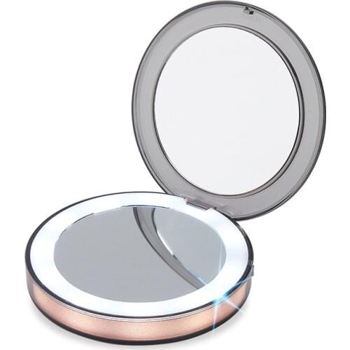 Mini LED Light Makeup Mirror 3X Magnifying Compact Travel Portable Sensing Lighting Makeup Mirror
