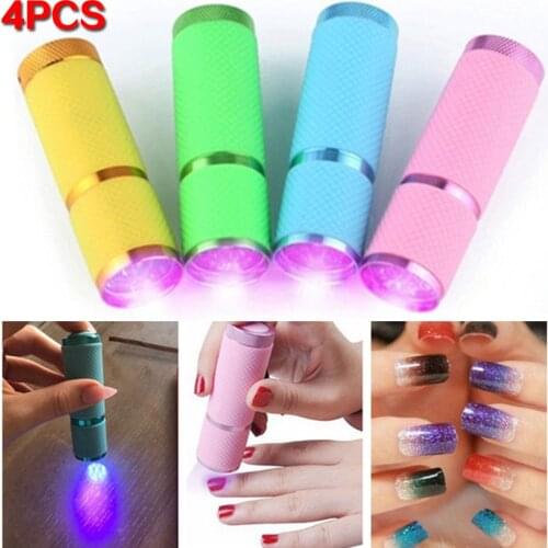 Mini UV Flashlight 9 LED Gel Curing Lamp For Resin Curing Glue Nail Dryer Flashlamp Currency Detection AAA Battery Power Supply