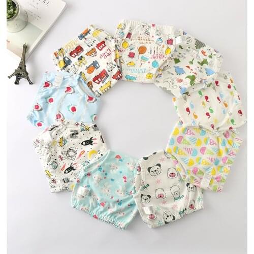 Washable Cartoon Cotton Baby Potty Training Pants Reusable Toilet Trainer Panty Underwear Bebe Cloth Diaper Wholesale 8pcs