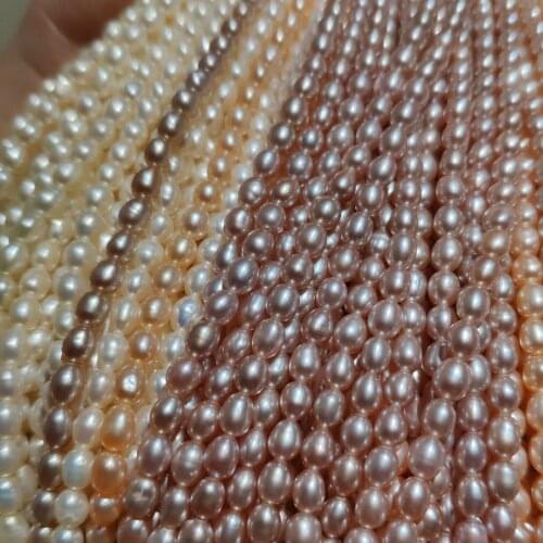 Natural Freshwater Pearl Classic Choker Necklace 4-5mm Rice Oval Beads Single Strand 36cm DIY Fine Jewelry Accessory