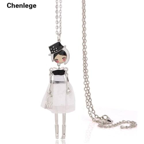 New arrival fashion doll necklace jewelry cute doll pendant women necklace mesh dress girl long necklace big choker cheap price
