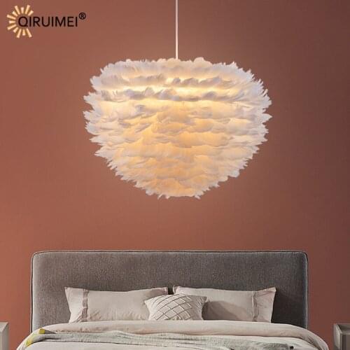 New Modern Pendant Lights Romantic Feather Dreamy Chandelier For Bedroom Living Dining Room Parlor Hanging Lamps Deco Luminaires