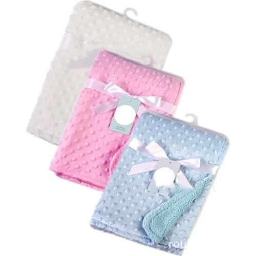 6 Colors Autumn Winter Plus Velvet Warm Children Double-layer Blanket Double-layer Baby Blanket Lamb Wool Blanket 102x76cm