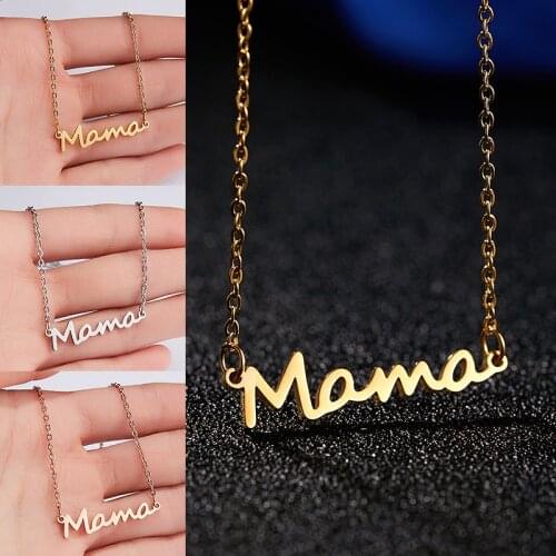 Mama letter Pendant necklace stainless steel Letter Lockbone Chain Necklace jewelry for Mothers Day mom birthday gift