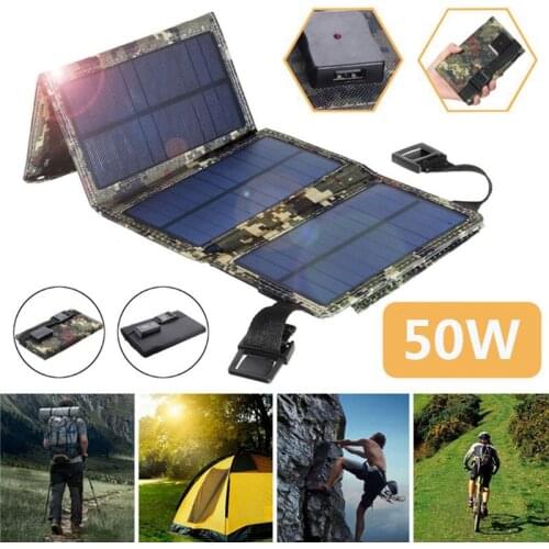 50W Foldable Solar Panel 5V USB Portable Folding Waterproof Solar Panel Solar Cell Charger Mobile Power Battery Charge Outdoor