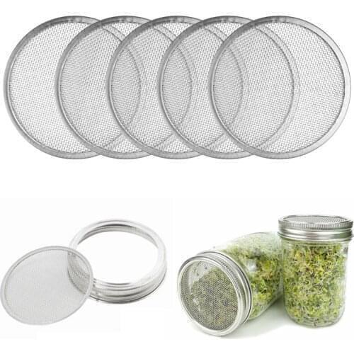 Stainless Steel Seed Sprouting Lids Mesh Screen Strainer Filter For Wide Mouth Mason Canning Jar Sprouting Lid Garden Supplies