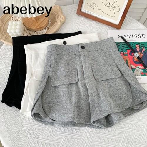 2021 New Summer Fashion versatile solid Shorts irregular split high waist A-line wide leg Shorts casual Shorts