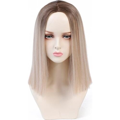 Synthetic Wig Ombre Middle Parting Straight Bob Wigs For Women Heat Resistant