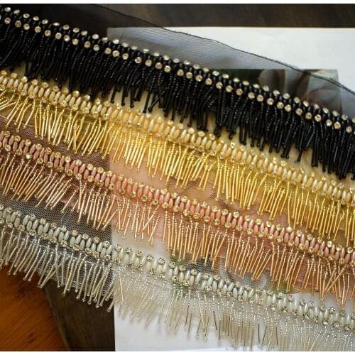 Fold Lace Fabric Clothing Accessories Collar Flower DIY Handmade Bling Bling Beading Ruffle Lace Trim Sewing