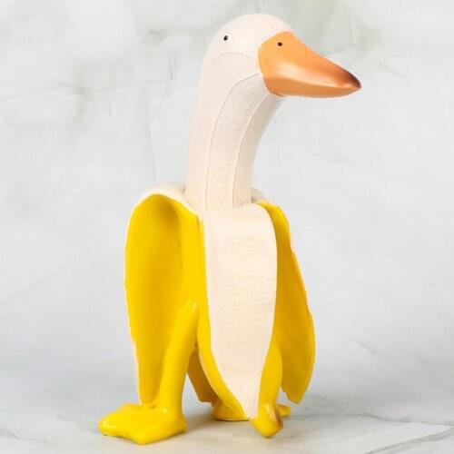 Resin Banana Duck Shape Statue Unique Design Waterproof Duck Figurine Ornament Gardening Decoration for Outdoor Home Decor