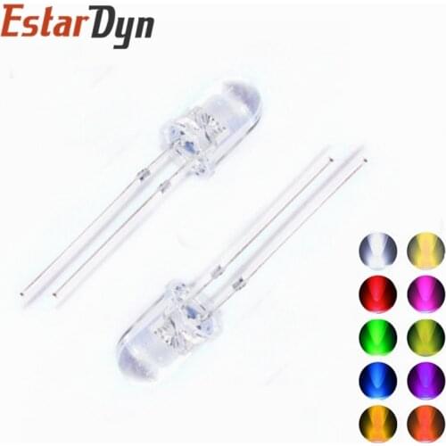 100pcs 5MM Led white/blue/red/yellow/green/pink/purple light bulbs / 5MM White Colour LED emitting diode F5 White/UV LED