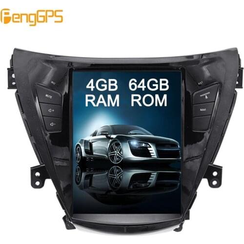 10.4" 4G+64G PX-6 Android 9.0 Tesla Vertical Screen for Hyundai Elantra 2012-2016 Audio Player 1920*1080 GPS Navigation 4K Unit