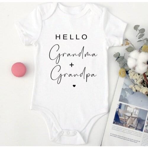 Hello Grandma & Grandpa Baby Bodysuits Pregnancy Announcement To Be Grandparents Infant Baby Boy Girls Clothes Baby Shower Gift