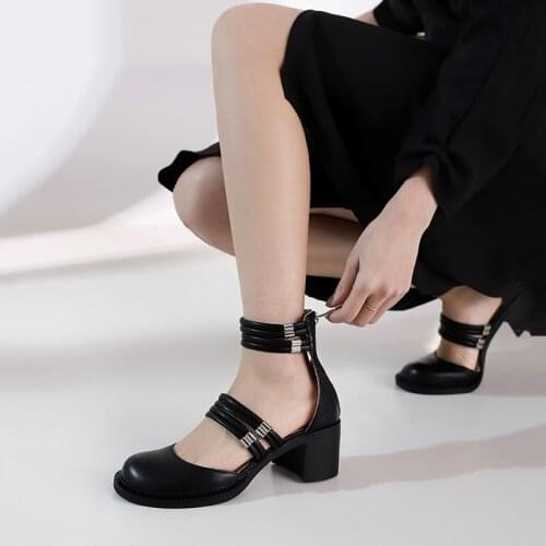 Sapatos femininos de sola grossa autênticos sandálias de couro sapatos femininos 2021 verão mary jane sandálias grandes