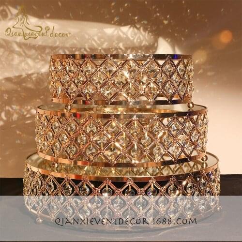 Golden crystal cake stand dessert table tray cake decoration decoration