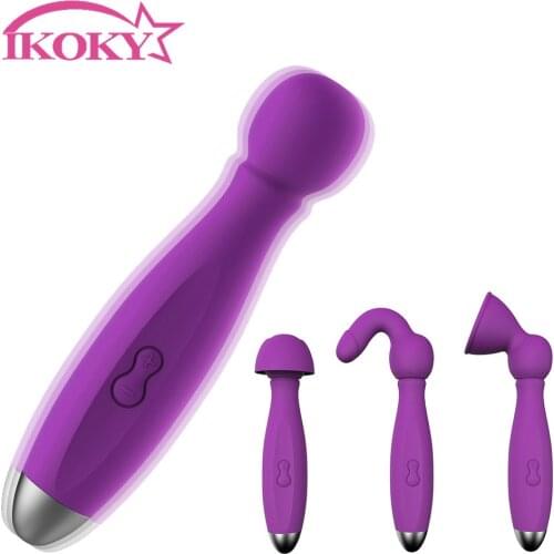 10 Speed AV Stick Vibrator Vaginal G-spot Massager Clitoris Stimulation Magic Wand with 3 Head Cap Sex Toys for Women Female