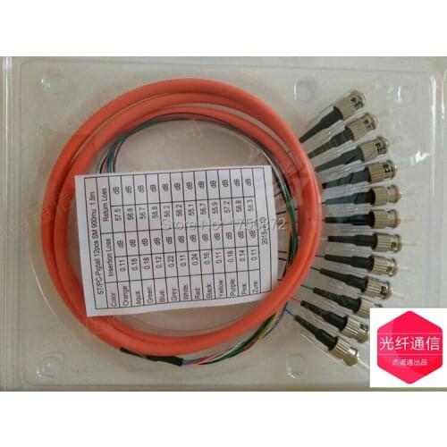 12 Core ST 1.5M Multi-Mode Pigtail Fiber Optic Pigtail
