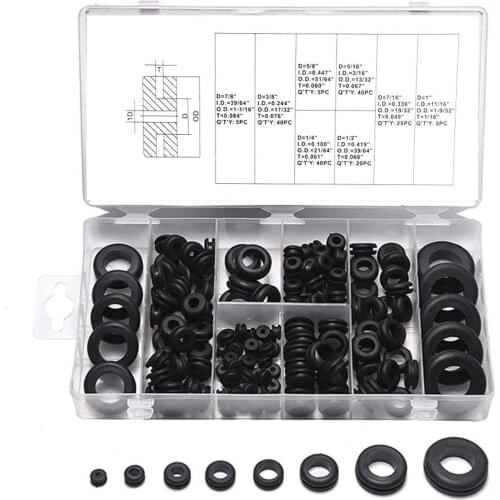 180Pcs Rubber Grommets Sealing Rings Assortment of Rubber Washers for Wires Plugs Cables