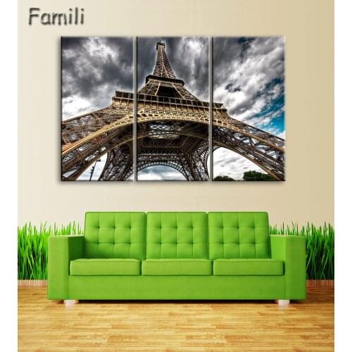 3pcs Canvas Picture Paris Eiffel Tower Painting Paintings on the wall Home Decoration Modular paintings on the wall