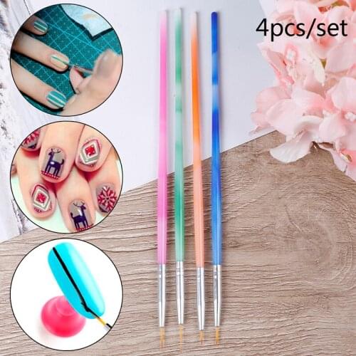 4Pc/Set Nail Art Liner Mixed Color Stripes Liner Drawing Brush Grid Painting Pen