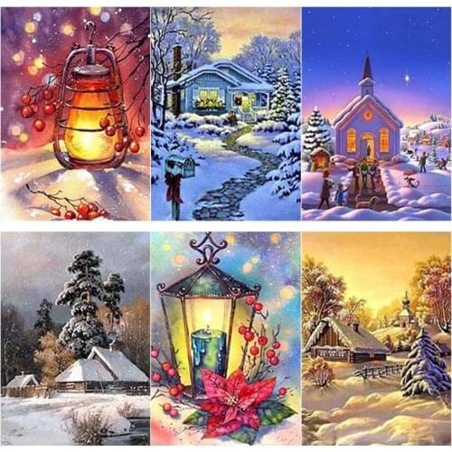 New 5D DIY Diamond Painting Full Square Round Drill Snow Scene Diamond Embroidery Scenery Cross Stitch Crafts Home Decor Gift