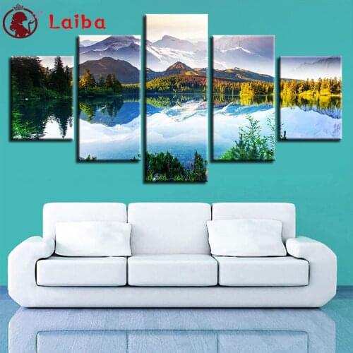 Diamond Painting Forest landscape Cross Stitch Diamond Mosaic Picture Of Rhinestone Embroidery crystal Beaded Handicraft5pcs