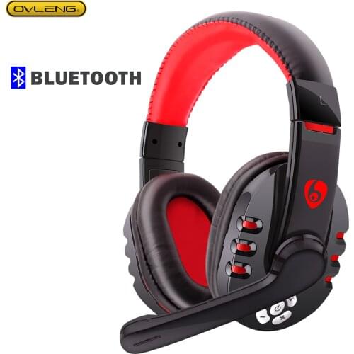 V8-1 Headphones V5.0 Bluetooth Gaming Headset OVLENG Wireless Stereo Earphone With Microphone for PC Phone Laptop Computer