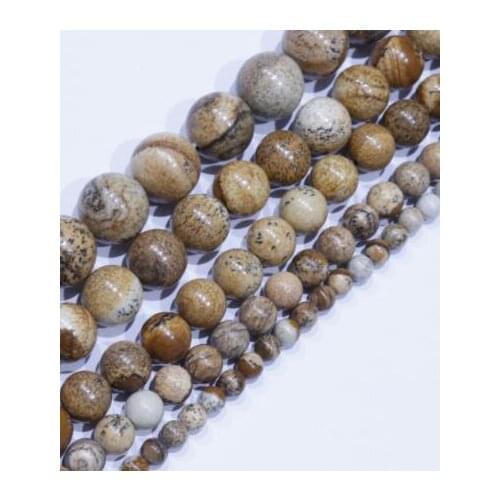 Natural Bead Picture stone Round Beads 4 6 8 10 12mm Round Loose Spacer Beads For Jewelry Making Natural Agat