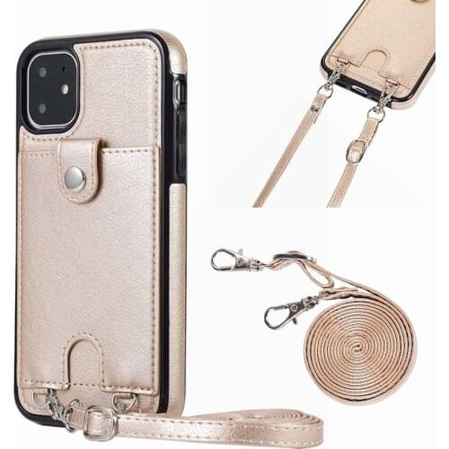 PU Leather Back Case for iPhone SE 2020 11 Pro Max X Xs Max XR Card Holder Phone Case For iPhone 8 7 6 6S Plus Cover With Strap