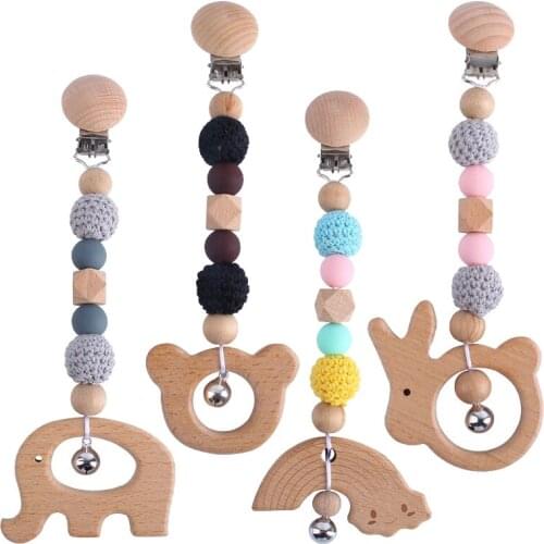 Baby Teether Bracelets Baby Wood Hanging Activity Gym Toys Teething Rattle Teether Sensory Toy Newborn Nursing Accessories