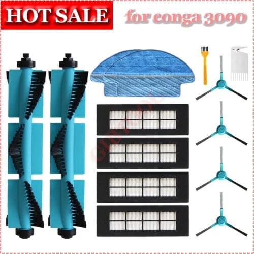 For Cecotec Conga 3090 Vacuum Cleaner Spare Parts Roller Roller Brush Hepa Filter Side Brush Mop Rag Accessories Sets