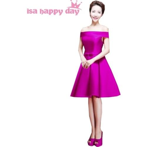 Bridesmaids boat neck purple bridesmaid ball gown dress 2020 grecian satin brides maid bridemaid off shoulder dresses H2904