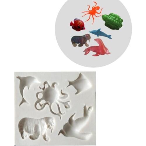 DIY cake mold marine life crab walrus fondant silicone liquid silicone mold soft ceramic handmade soap mold K024