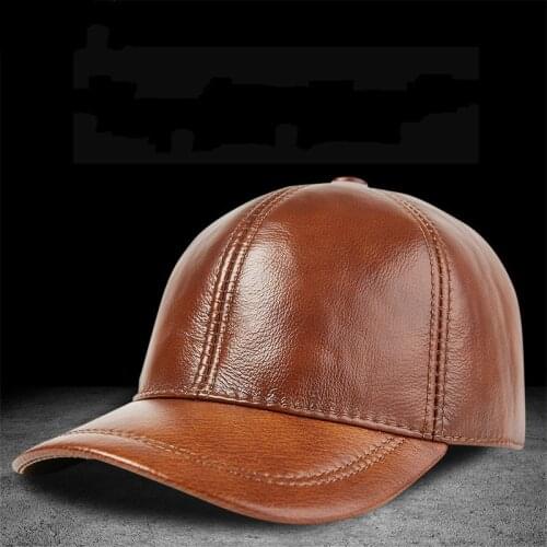H7596 Fall Winter Men Baseball Cap Genuine Leather Outdoor Leisure Hat Young Women Cowhide High Quality Sport Fashion Warm Caps