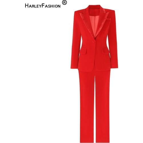 HARLEYFASHION Women's Velvet Trouser Suits