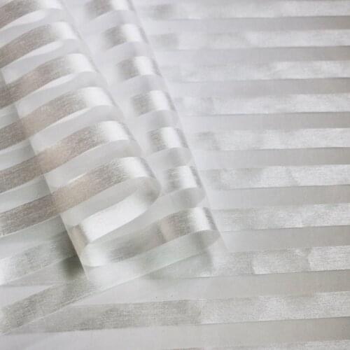 Ivory white black striped jacquard organza fabric textiles
