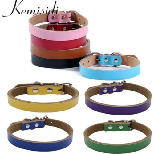 KEMISIDI Dog Collars Breakaway Personalized Basic Collars Supplies Brown Blue Pink Red Black 5Colors XS S M L Size For Pet Dogs