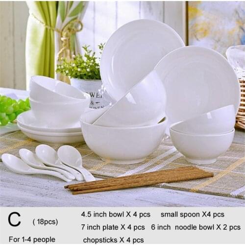 Chinese Dining Room Ceramic Tableware Jingdezhen Bone China Porcelain Dinnerware Rice bowl ceramic bowl Plate Dinnerware Sets