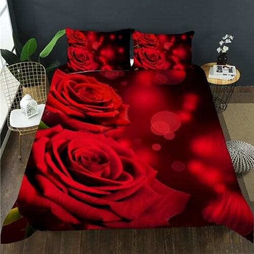 Wedding valentine red Set Luxury Bedding Bed cover and Pillow Case Set for home king size bedding set Ensemble de literie