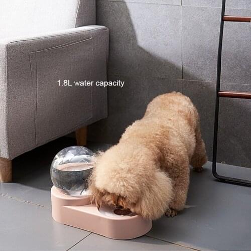 Pet Cat Dog Water Food Feeder Automatic Dispenser 1.8L Bubble Water Container Stainless Steel Bowl For Drinking Eating