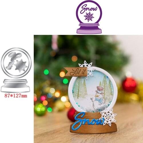 Beautiful Crystal Ball Snowflake Snow Word Metal Cutting Dies Scrapbooking Shaker Paper DIY Cards Crafts Embossing Die Cuts 2019