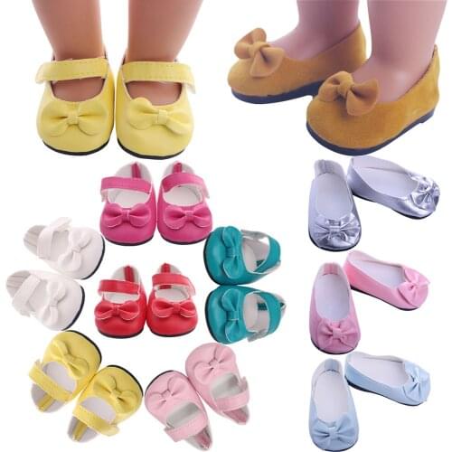 Doll Clothes Shoes Bow Decoration Velcro For Girls 18 Inch American Doll 43 Cm Reborn Baby Generation Baby Accessories Kids Toy