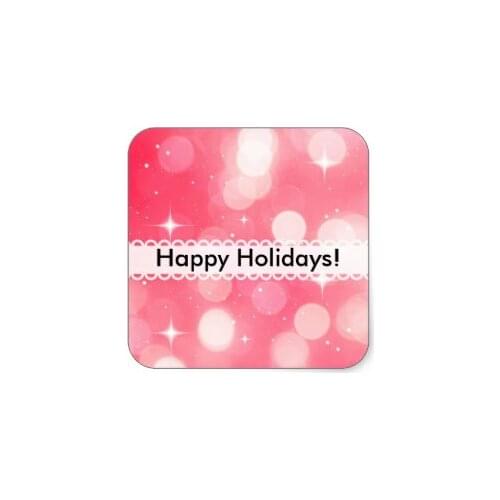 3.8cm Pink bubble and twinkle stars labels square sticker