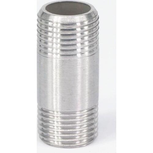 LOT2 1/4" BSP Equal Male Thread Barrel Nipple 304 Stainless Pipe Fitting Connector Coupler water oil air