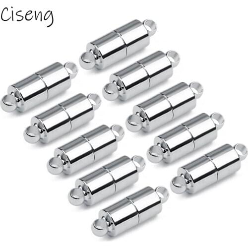 Ciseng 10pcs/lot Rhodium Color Column Strong Magnet Clasps Ending Caps Bracelet Connectors for DIY Bracelet Findings DIY