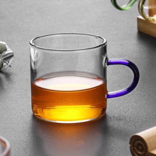High Borosilicate Glass Small Teacup with A Handle for Tea Thickened Heat-resistant Transparent Mini Water Cup Kung Fu Teacup