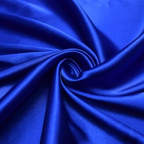 Soft glitter blue stretch satin fabric for dress shirt pajamas, red, pink, gray, white, black, green, by the meter