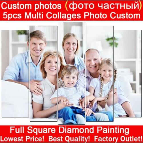 5pcs Multi Collages Photo Custom Full Square Diamond Embroidery Diy 5D Diamond Painting 3D Cross Stitch Mosaic Home Decor Gift