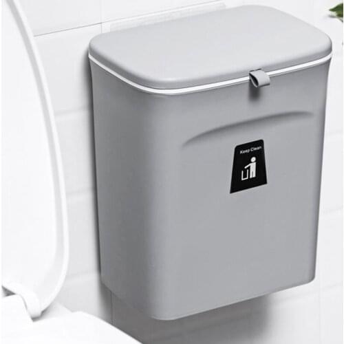 Wall-Mounted Trash Can Household Trash Can with Lid Can Be Hung with Sliding Lid